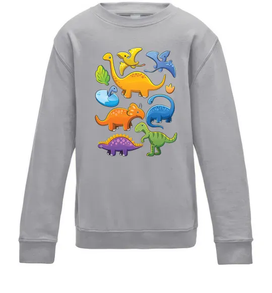 Детский Свитшот Little dinos art Серый меланж фото