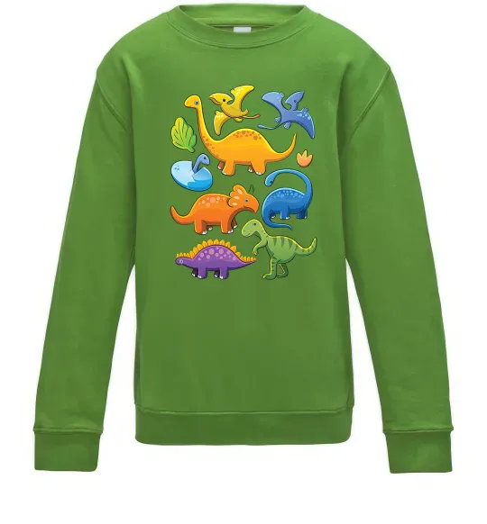 Детский Свитшот Little dinos art Лаймовый фото