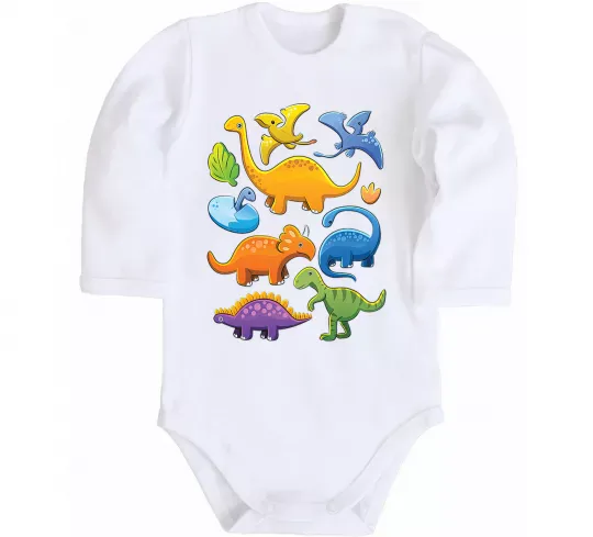 Детский боди Little dinos art Белый фото