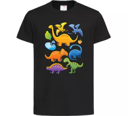 Детская футболка Little dinos art Черный фото