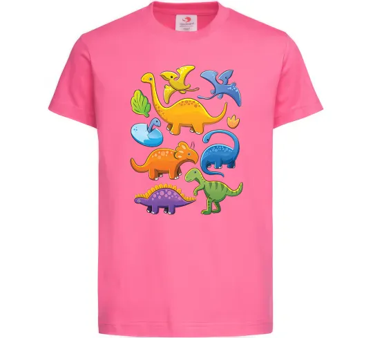 Детская футболка Little dinos art Ярко-розовый фото