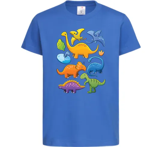 Детская футболка Little dinos art Ярко-синий фото
