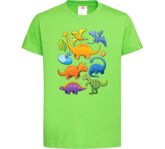 Детская футболка Little dinos art Лаймовый фото