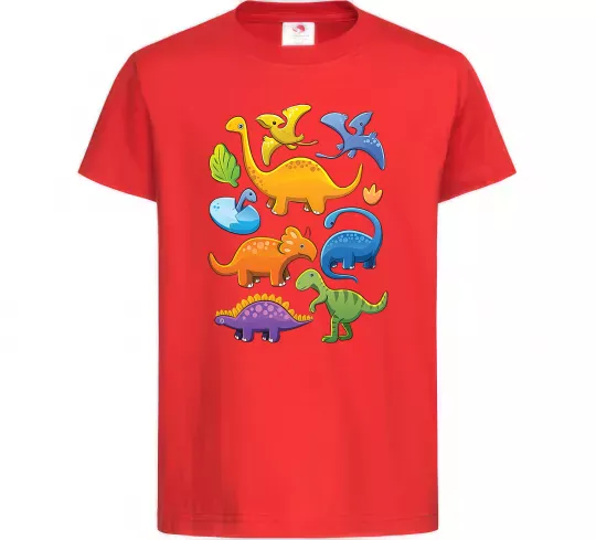 Детская футболка Little dinos art Красный фото