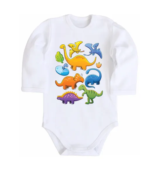 Дитячий бодік Little dinos art Білий фото