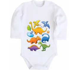 Дитячий бодік Dino round Білий фото