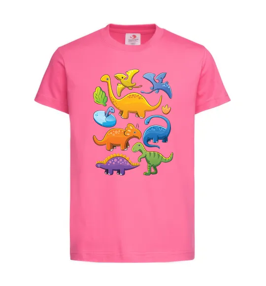 Детская футболка Little dinos art Ярко-розовый фото