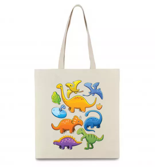 Эко-сумка Little dinos art Бежевый фото
