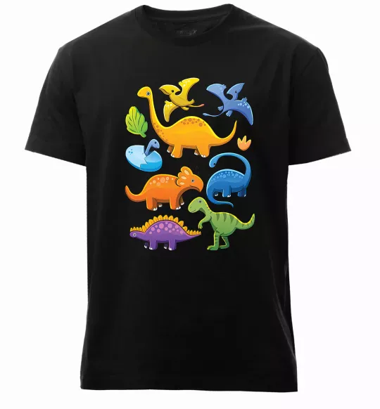 Чоловіча преміум футболка Little dinos art Чорний фото