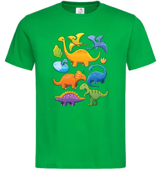 Мужская футболка Little dinos art Зеленый фото
