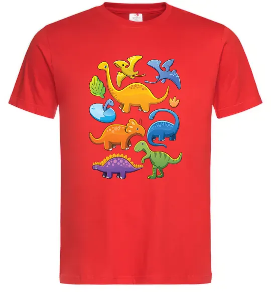 Мужская футболка Little dinos art Красный фото