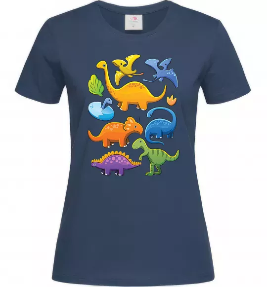 Женская футболка Little dinos art Темно-синий фото
