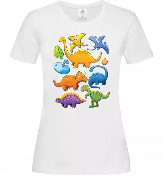 Женская футболка Little dinos art Белый фото