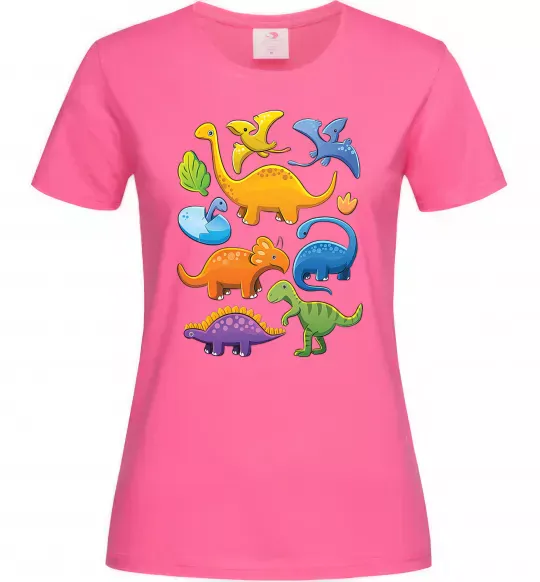 Женская футболка Little dinos art Ярко-розовый фото