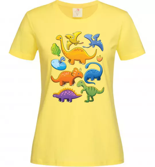 Женская футболка Little dinos art Лимонный фото