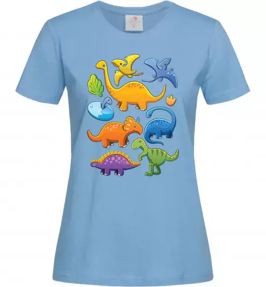 Женская футболка Little dinos art Голубой фото