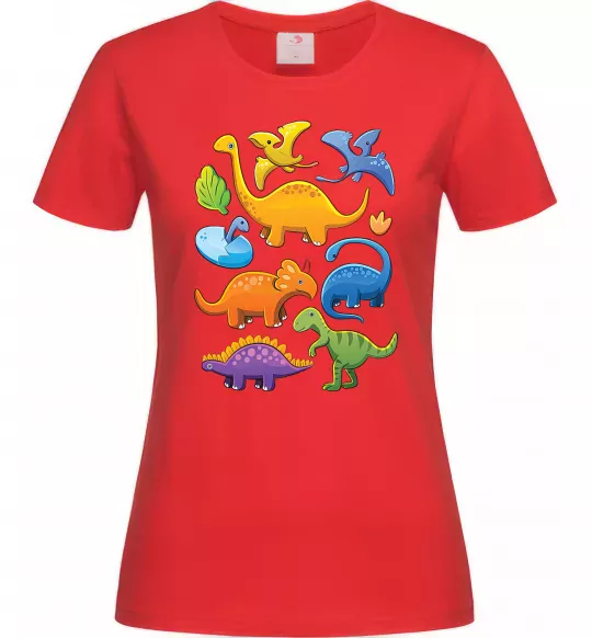 Женская футболка Little dinos art Красный фото