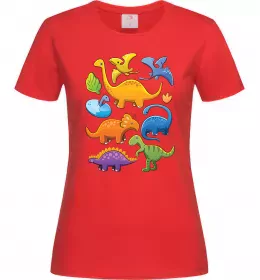 Женская футболка Little dinos art Красный фото