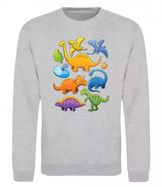 Світшот Little dinos art Сірий меланж фото