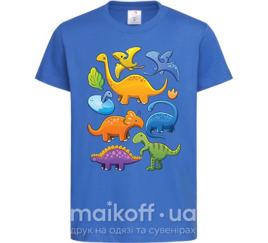 Детская футболка Little dinos art Ярко-синий фото