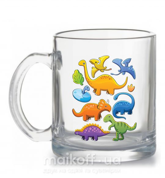 Чашка стеклянная Little dinos art Прозрачный фото