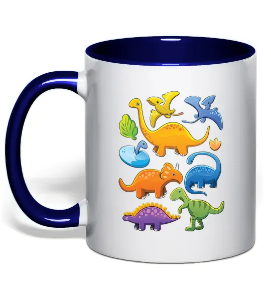 Чашка с цветной ручкой Little dinos art Глубокий темно-синий фото