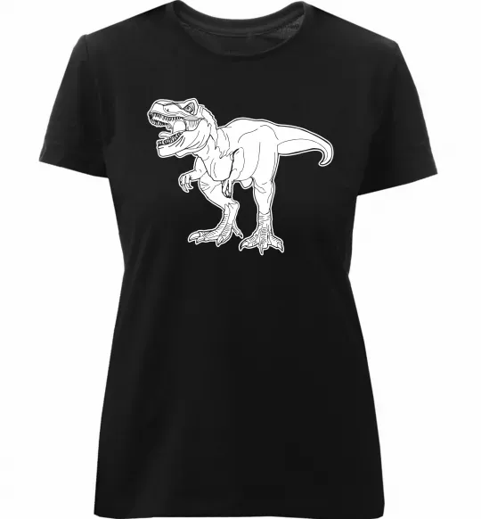 Женская премиум футболка Standing dino Черный фото