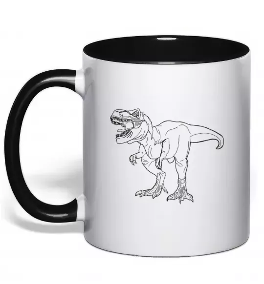 Чашка с цветной ручкой Standing dino Черный фото