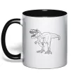 Чашка с цветной ручкой Standing dino Черный фото