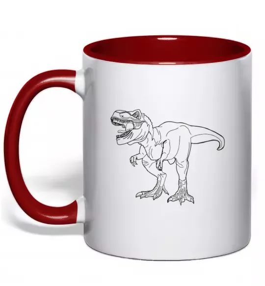 Чашка с цветной ручкой Standing dino Красный фото