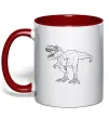 Чашка с цветной ручкой Standing dino Красный фото