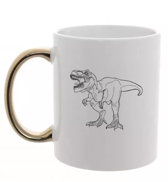 Чашка с цветной ручкой Standing dino Золото фото