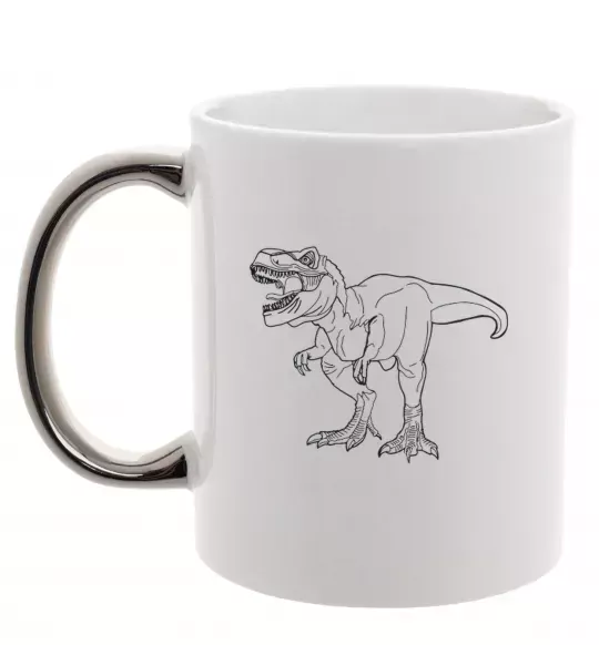 Чашка с цветной ручкой Standing dino Серебро фото