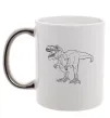 Чашка с цветной ручкой Standing dino Серебро фото