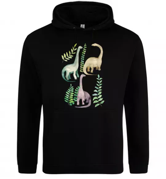Чоловіча толстовка (худі) Watercolor dinos Чорний фото