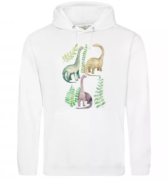 Чоловіча толстовка (худі) Watercolor dinos Білий фото