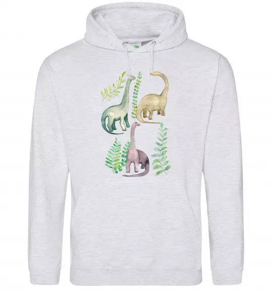 Чоловіча толстовка (худі) Watercolor dinos Сірий меланж фото