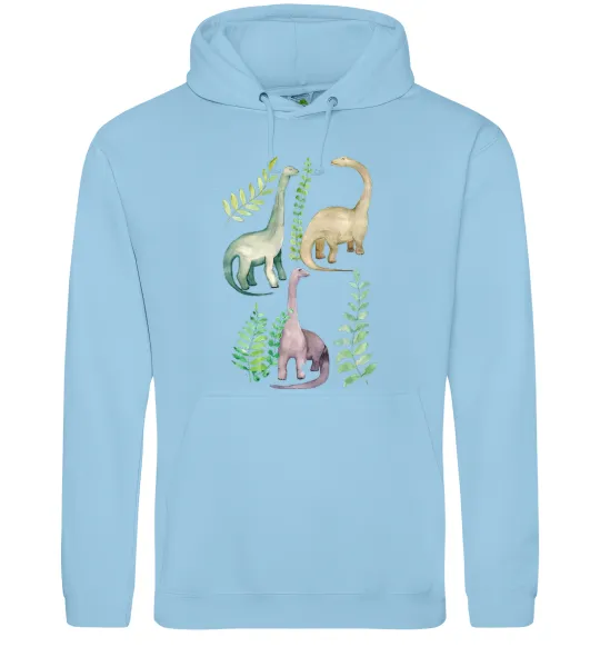 Мужская толстовка (худи) Watercolor dinos Голубой фото