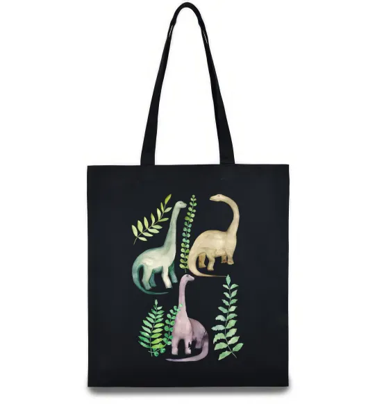 Еко-сумка Watercolor dinos Чорний фото