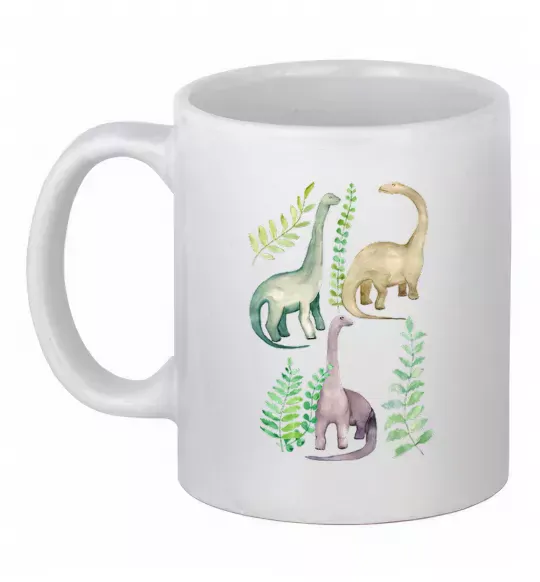 Чашка керамічна Watercolor dinos Білий фото