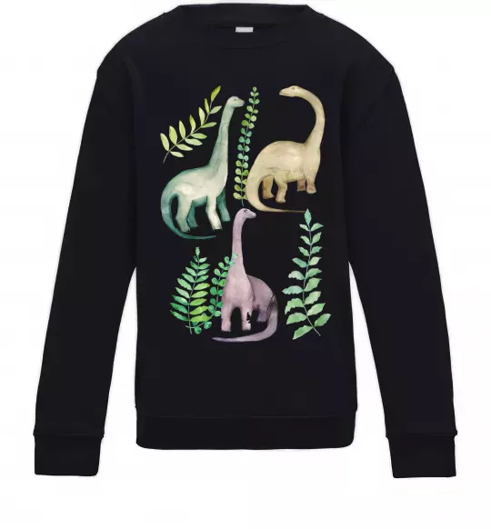 Дитячий світшот Watercolor dinos Чорний фото