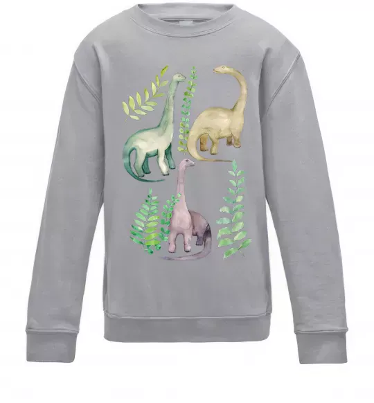 Дитячий світшот Watercolor dinos Сірий меланж фото