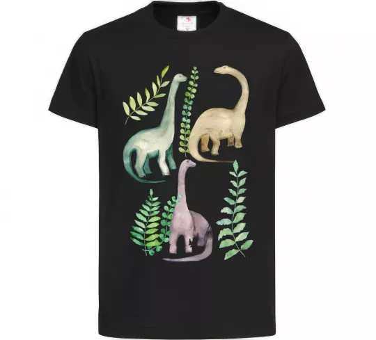 Дитяча футболка Watercolor dinos Чорний фото