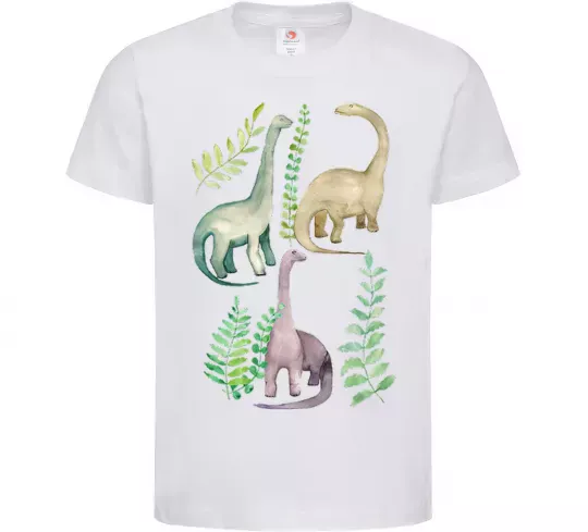 Дитяча футболка Watercolor dinos Білий фото