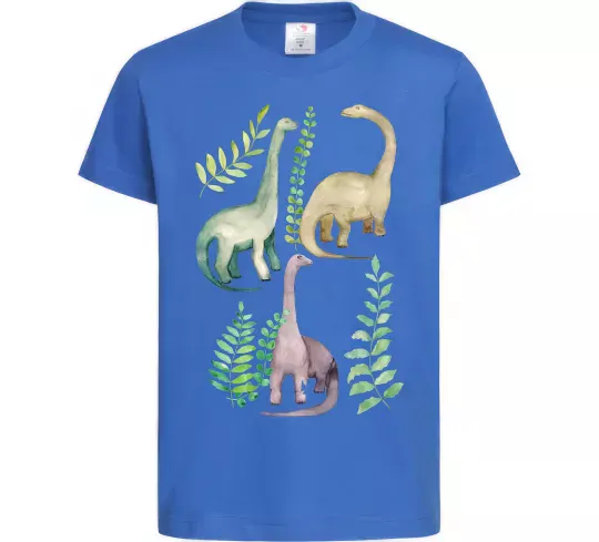 Дитяча футболка Watercolor dinos Яскраво-синій фото