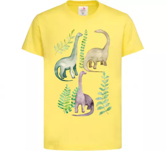 Дитяча футболка Watercolor dinos Лимонний фото
