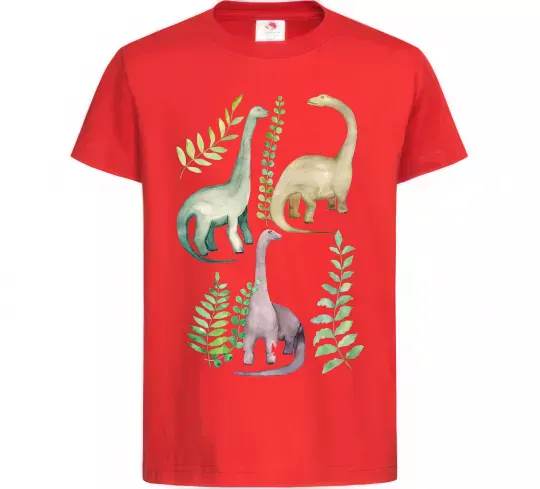 Дитяча футболка Watercolor dinos Червоний фото