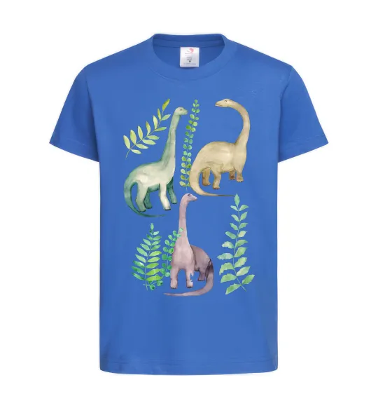 Дитяча футболка Watercolor dinos Яскраво-синій фото