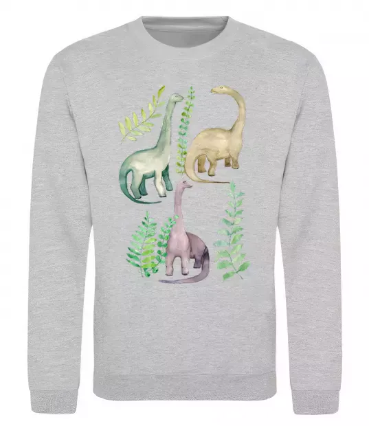 Свитшот Watercolor dinos Серый меланж фото
