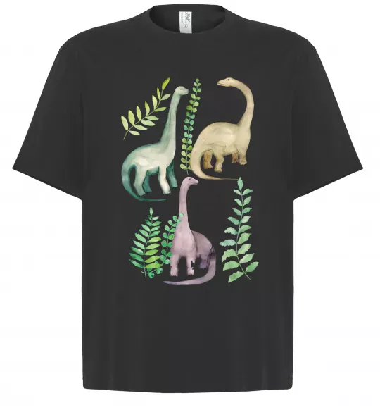 Футболка Оверсайз Watercolor dinos Чорний фото